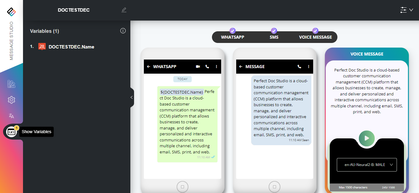 Embedding and Viewing Variables in Phone Call Templates